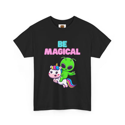 Be Magical Alien Riding Unicorn T-Shirt — Cute Kawaii Graphic Tee
