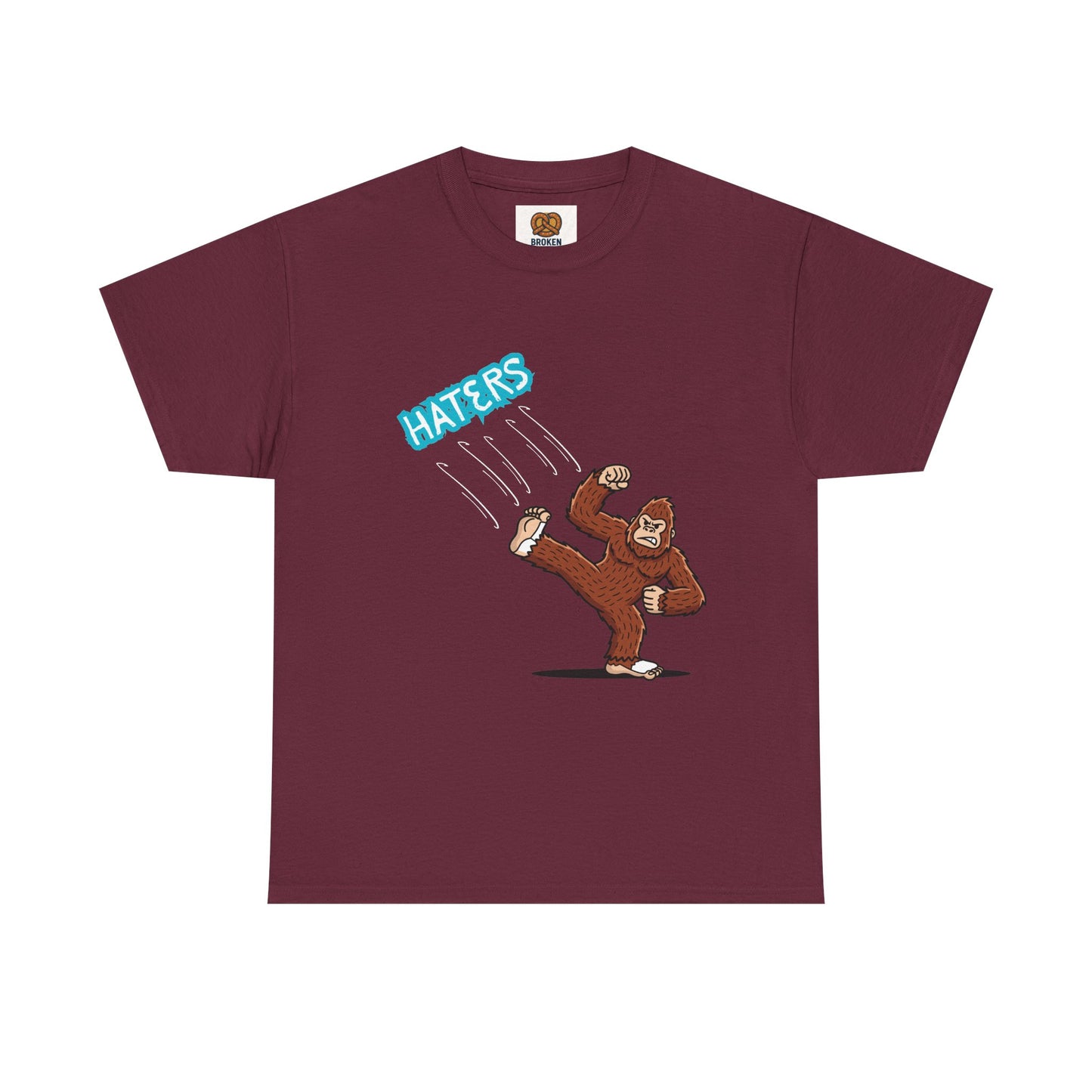 Bigfoot Kicking Haters Tee — Funny Sasquatch Graphic T-Shirt