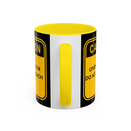 Coffee Mug — “Caution: Unknown Tism Do Not Approach” Yellow Warning Design (11/15oz)