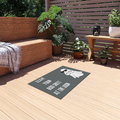 Outdoor Rug — "Leave Your Boo Sheet at the Door" Halloween Doormat