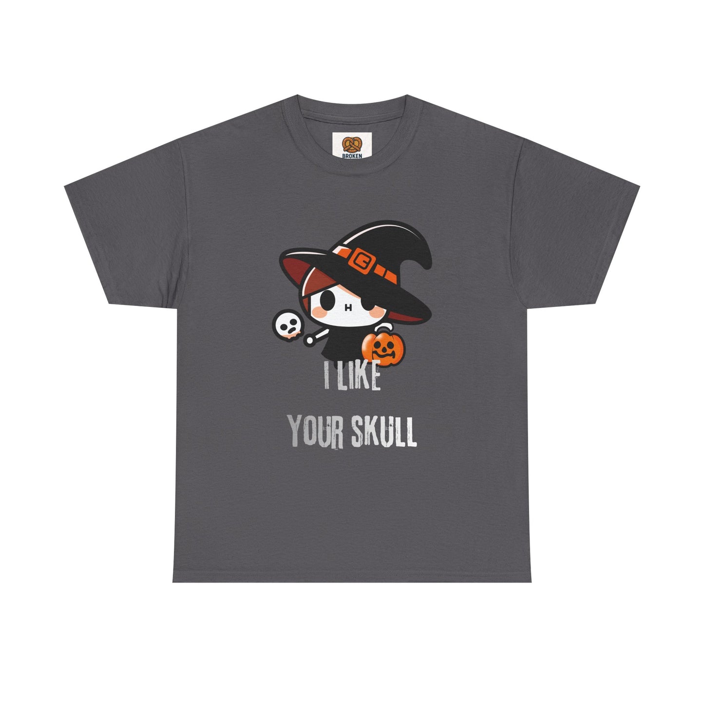Halloween Witch Skull Tee — "I Like Your Skull" Cute Spooky Graphic T-Shirt
