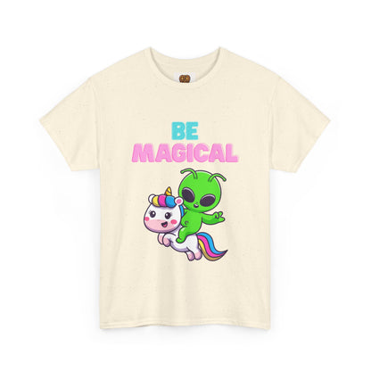 Be Magical Alien Riding Unicorn T-Shirt — Cute Kawaii Graphic Tee