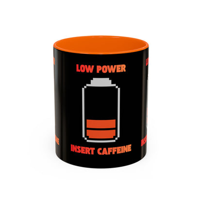 Coffee Mug — "Low Power, Insert Caffeine" Retro Battery Design