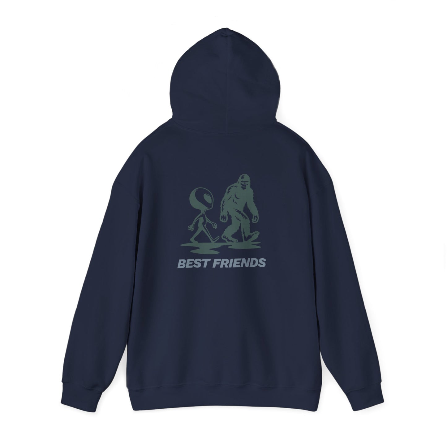 Best Friends Hoodie — Bigfoot & Alien Graphic Pullover