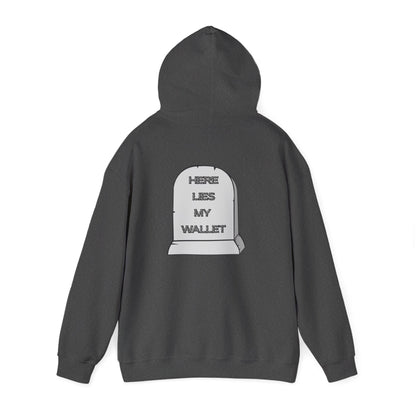 Hoodie - "Here Lies My Wallet" Tombstone Graphic Pullover