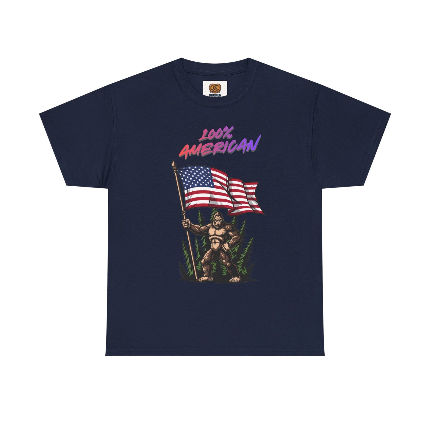 100% American T-Shirt — Retro Patriotic Flag Graphic Tee