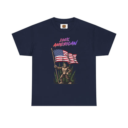 100% American T-Shirt — Retro Patriotic Flag Graphic Tee