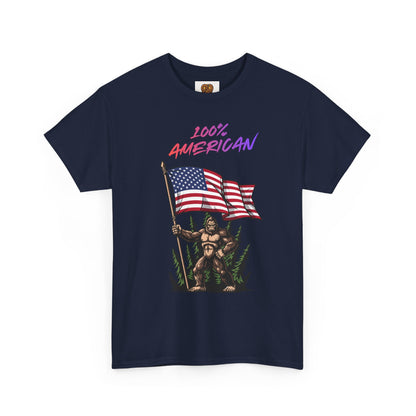 100% American T-Shirt — Retro Patriotic Flag Graphic Tee