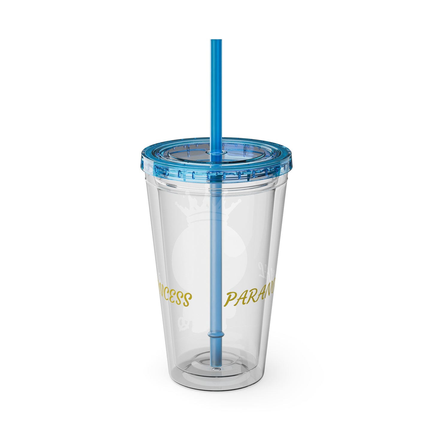 16oz Acrylic Tumbler with Straw — Cute Purple Blue Character 'Paranormal' Drink Cup