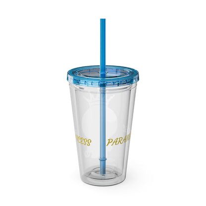 16oz Acrylic Tumbler with Straw — Cute Purple Blue Character 'Paranormal' Drink Cup