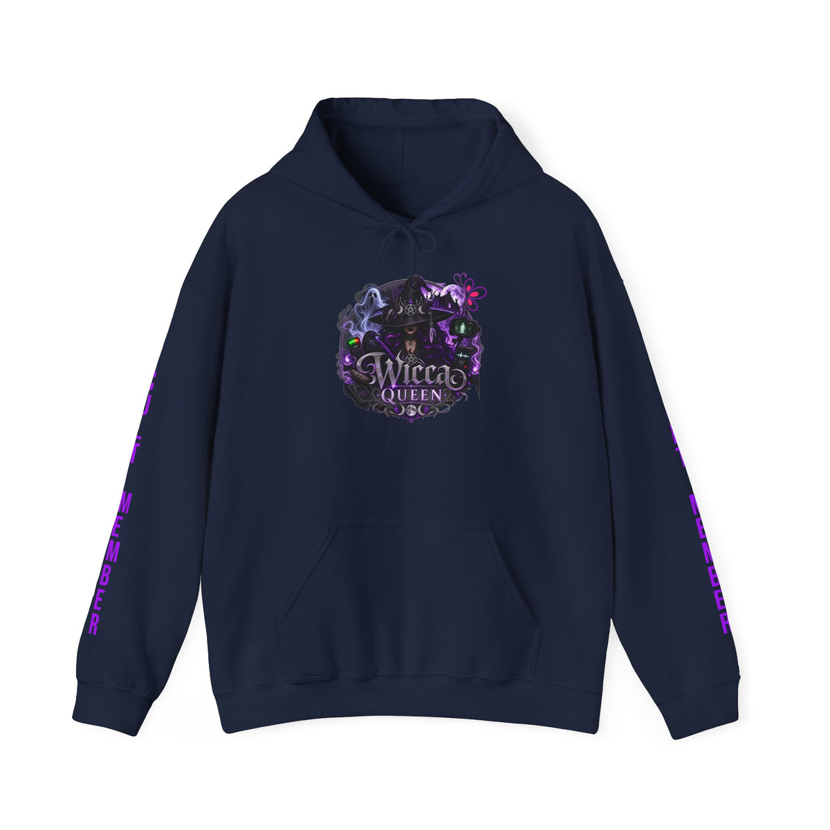 Witchy Black Hoodie - "Wicca Queen" Gothic Witch Cat Pullover