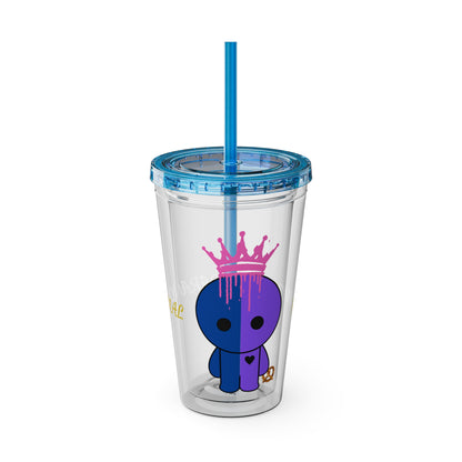 16oz Acrylic Tumbler with Straw — Cute Purple Blue Character 'Paranormal' Drink Cup