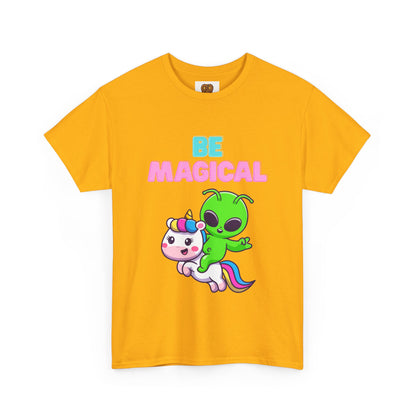 Be Magical Alien Riding Unicorn T-Shirt — Cute Kawaii Graphic Tee