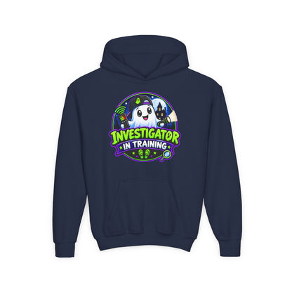 Youth Hoodie — "Investigator in Training" Cute Ghost Detective Kids Pullover