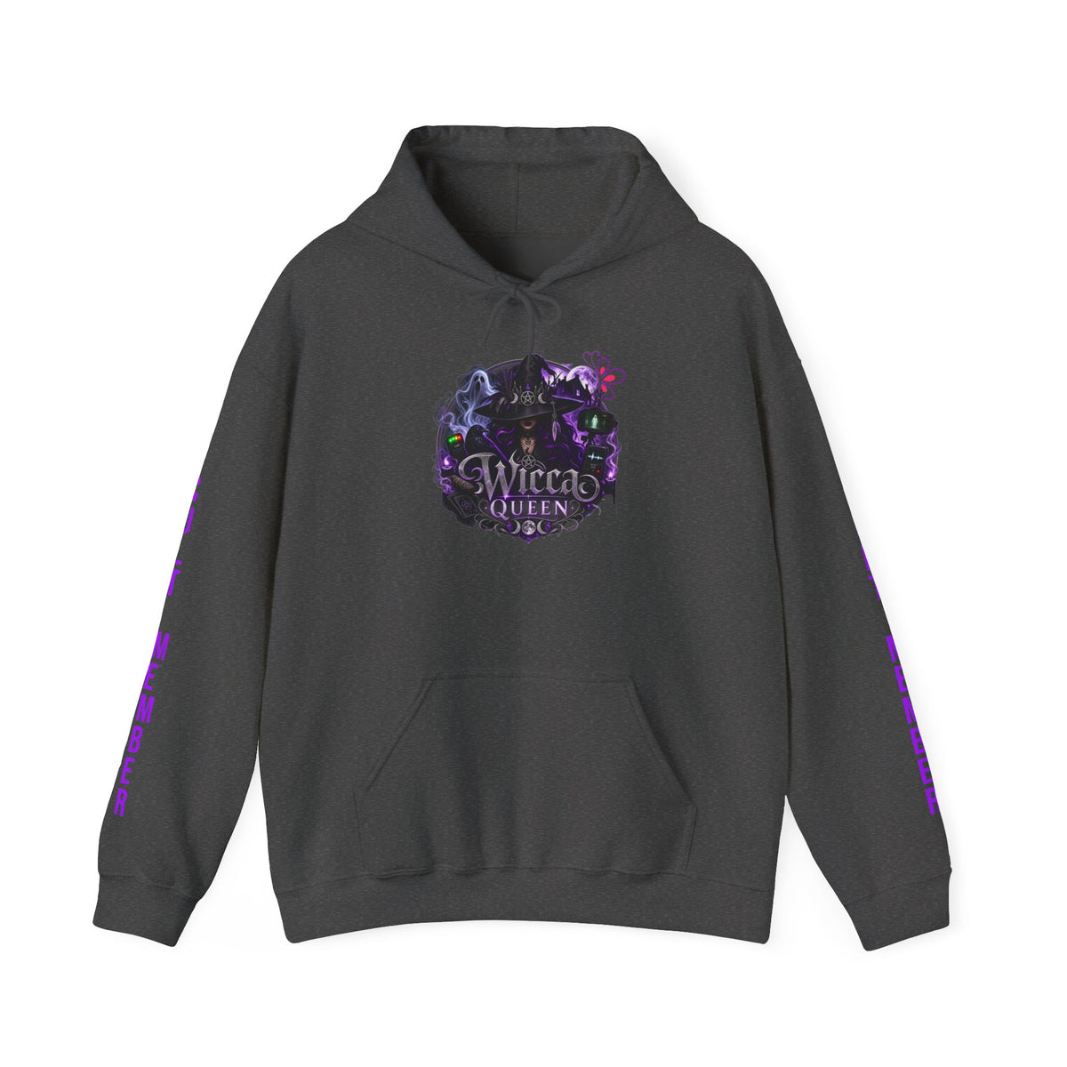 Witchy Black Hoodie - "Wicca Queen" Gothic Witch Cat Pullover