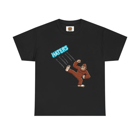 Bigfoot Kicking Haters Tee — Funny Sasquatch Graphic T-Shirt