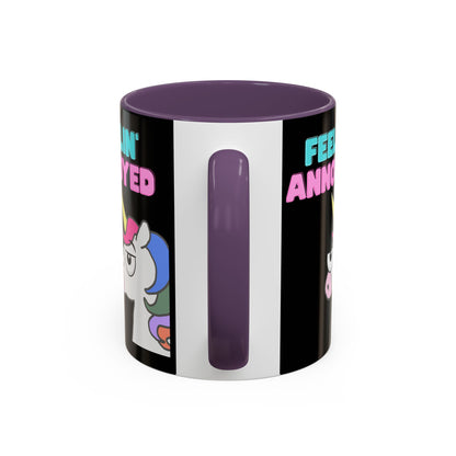 Feelin' Annoyed Unicorn Coffee Mug — Funny Sarcastic Accent Mug (11/15oz)