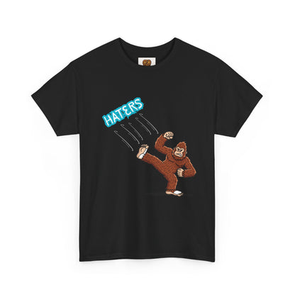 Bigfoot Kicking Haters Tee — Funny Sasquatch Graphic T-Shirt