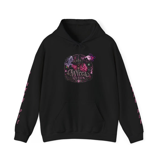 Wicca Queen Hoodie - Gothic Witchy Sweatshirt with Floral Skull Design