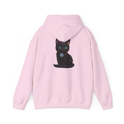 Witchy Cat Hoodie — 'Wicca Queen' Crescent Moon & Black Cat Spiritual Pullover