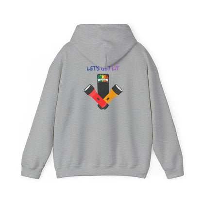 Let’s Get Lit Hoodie — Colorful Flashlight Party Graphic Hooded Sweatshirt