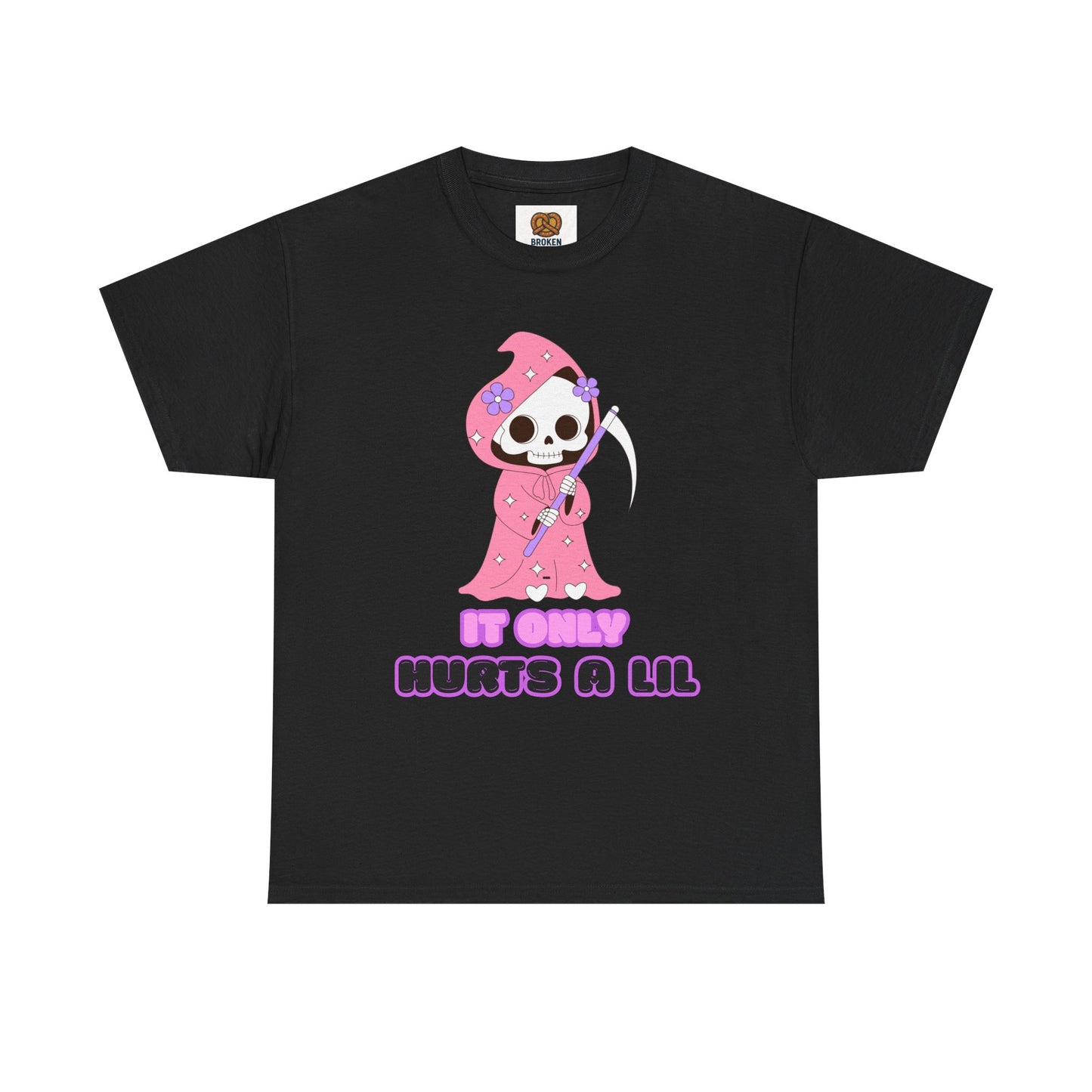 It Only Hurts A Lil Grim Reaper Tee — Cute Goth Skull T-Shirt