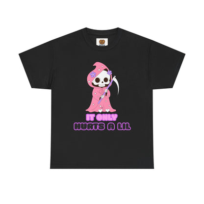 It Only Hurts A Lil Grim Reaper Tee — Cute Goth Skull T-Shirt