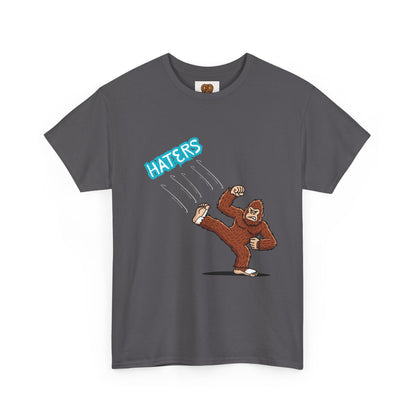Bigfoot Kicking Haters Tee — Funny Sasquatch Graphic T-Shirt