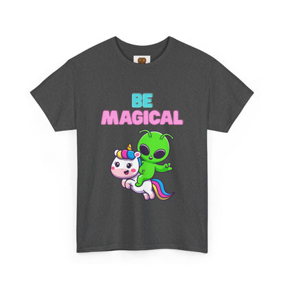Be Magical Alien Riding Unicorn T-Shirt — Cute Kawaii Graphic Tee