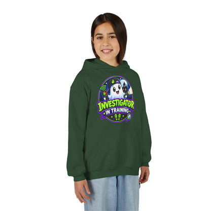 Youth Hoodie — "Investigator in Training" Cute Ghost Detective Kids Pullover