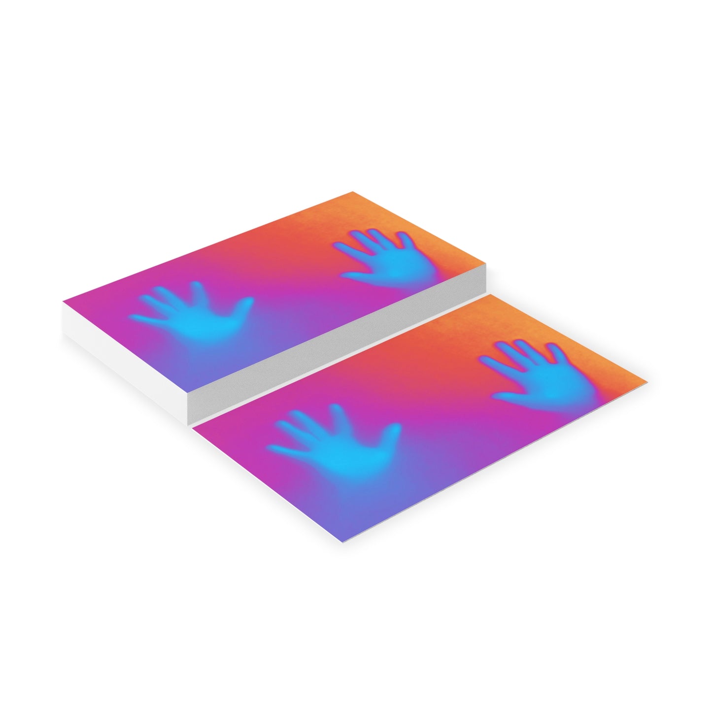 Vibrant Neon Hands Business Cards — Gradient UV Glow Networking Cards
