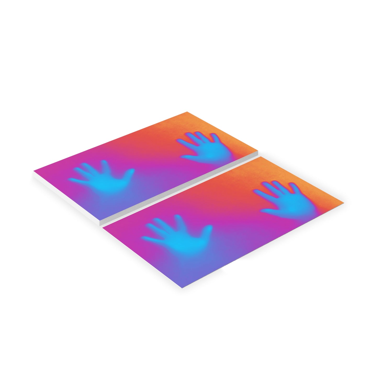 Vibrant Neon Hands Business Cards — Gradient UV Glow Networking Cards