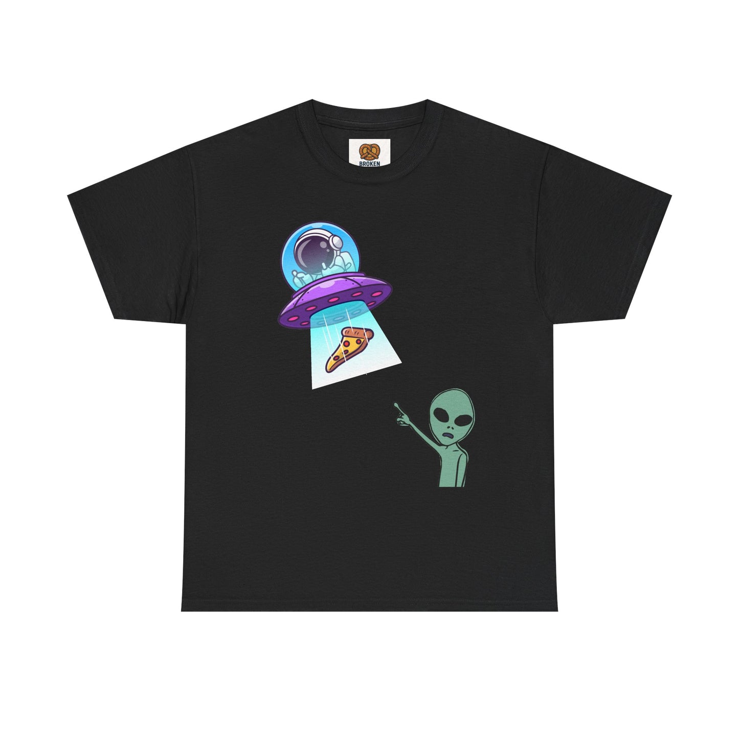 Alien Abduction Pizza T‑Shirt — Funny UFO Graphic Tee