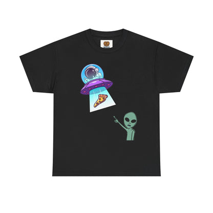Alien Abduction Pizza T‑Shirt — Funny UFO Graphic Tee