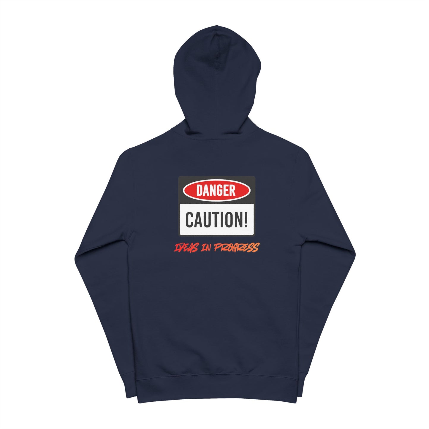 Danger Caution Zip-Up Hoodie — "Spaz & Phobos" Graphic Fleece Jacket