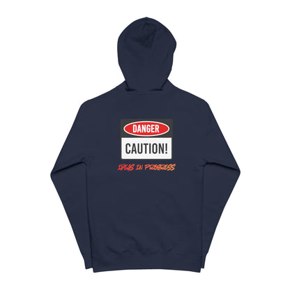 Danger Caution Zip-Up Hoodie — "Spaz & Phobos" Graphic Fleece Jacket