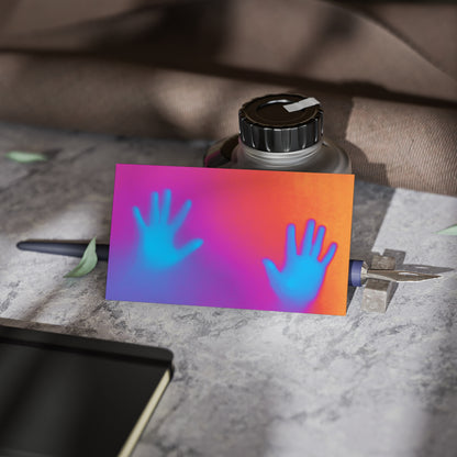 Vibrant Neon Hands Business Cards — Gradient UV Glow Networking Cards
