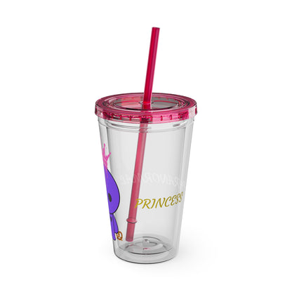16oz Acrylic Tumbler with Straw — Cute Purple Blue Character 'Paranormal' Drink Cup