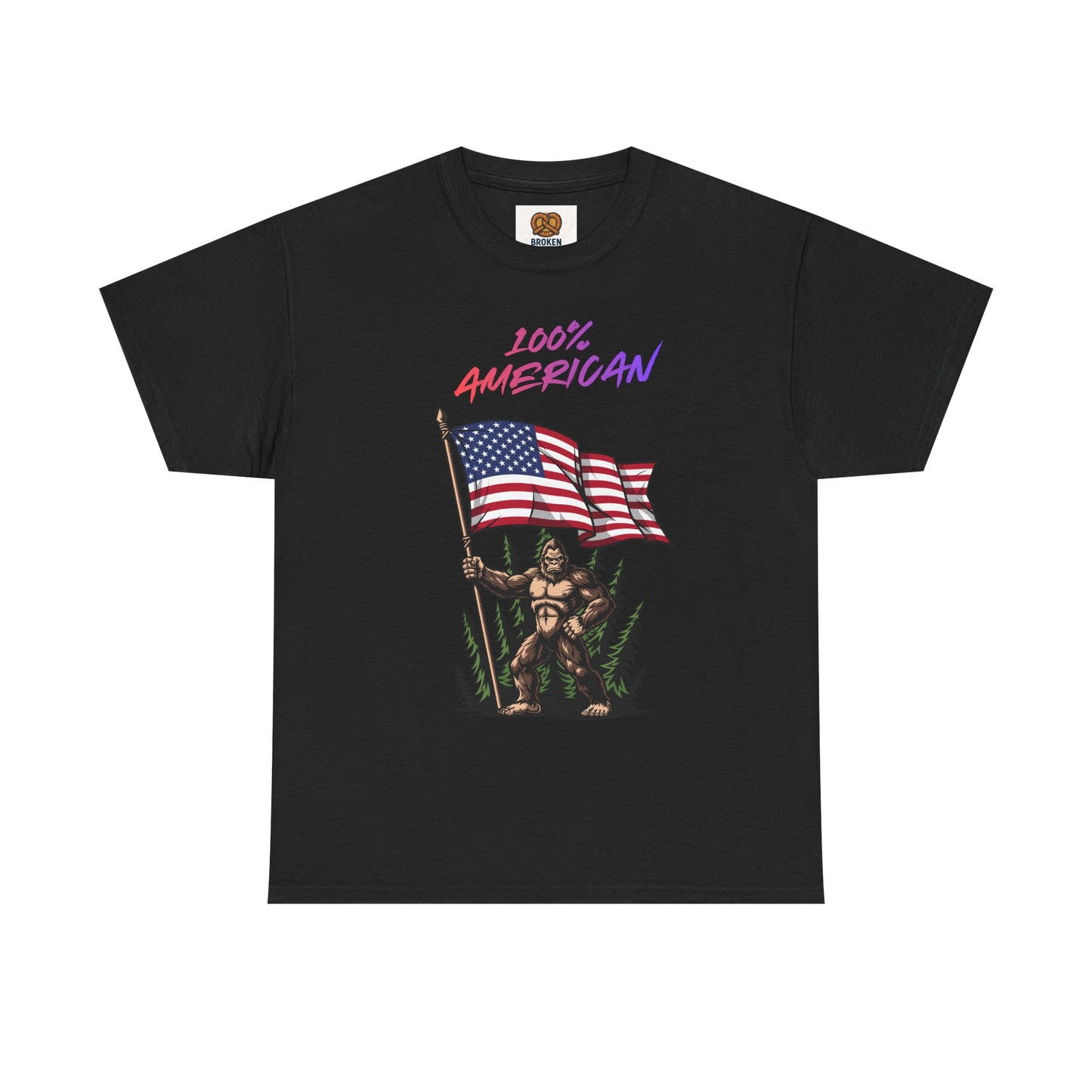 100% American T-Shirt — Retro Patriotic Flag Graphic Tee