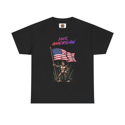 100% American T-Shirt — Retro Patriotic Flag Graphic Tee