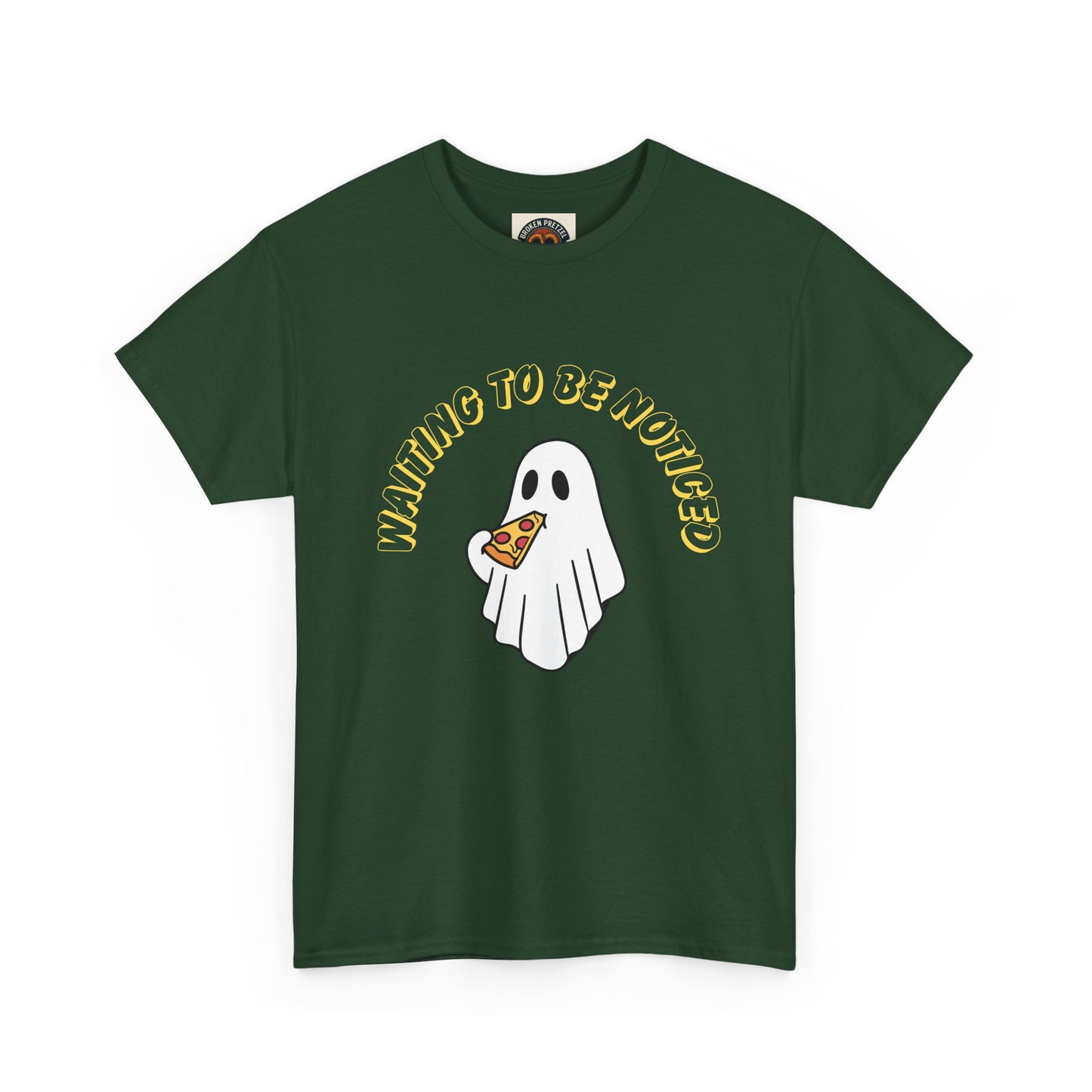 Ghost Holding Pizza "Waiting to Be Noticed" T‑Shirt