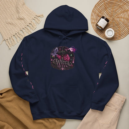 Wicca Queen Hoodie - Gothic Witchy Sweatshirt with Floral Skull Design
