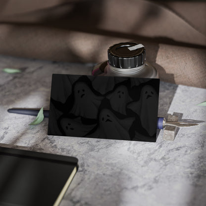 Ghost Pattern Business Cards — Dark Halloween Networking Cards
