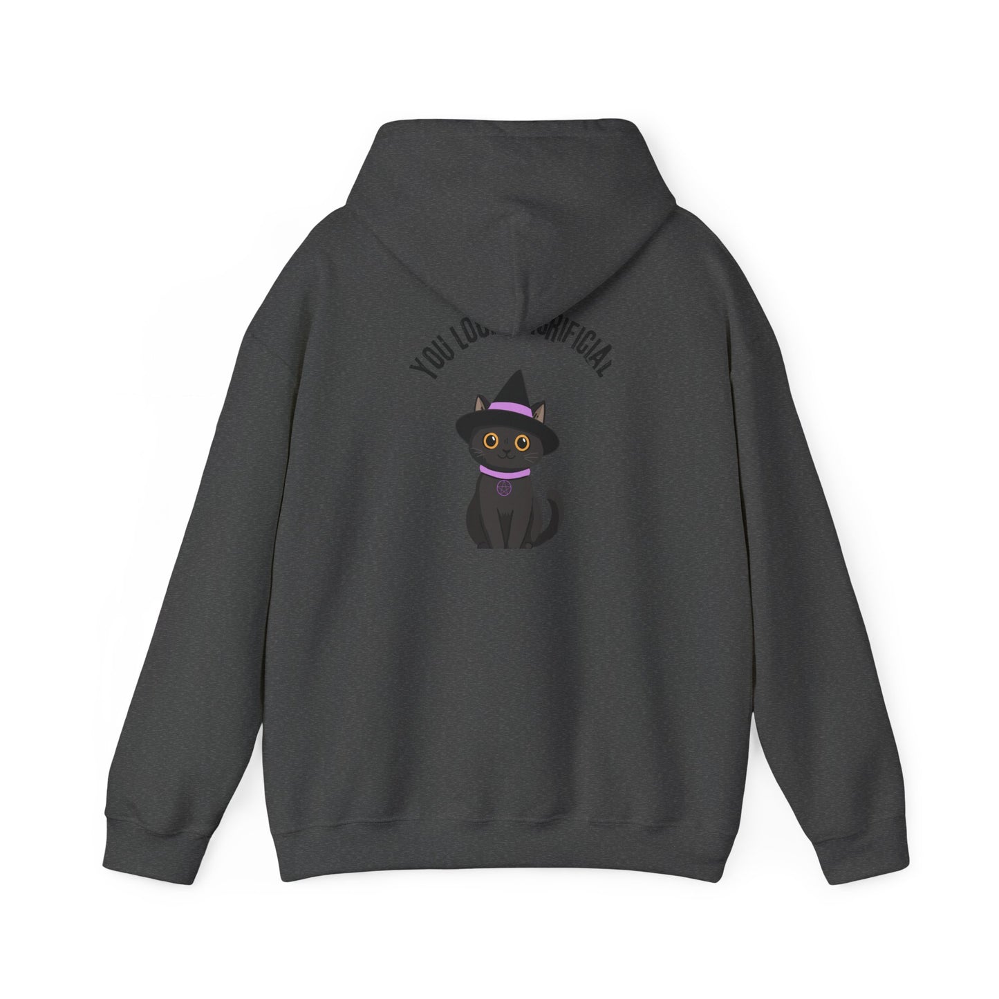 Witch Cat Hoodie – "You Look Purrrfect" Cute Black Cat Halloween Sweatshirt