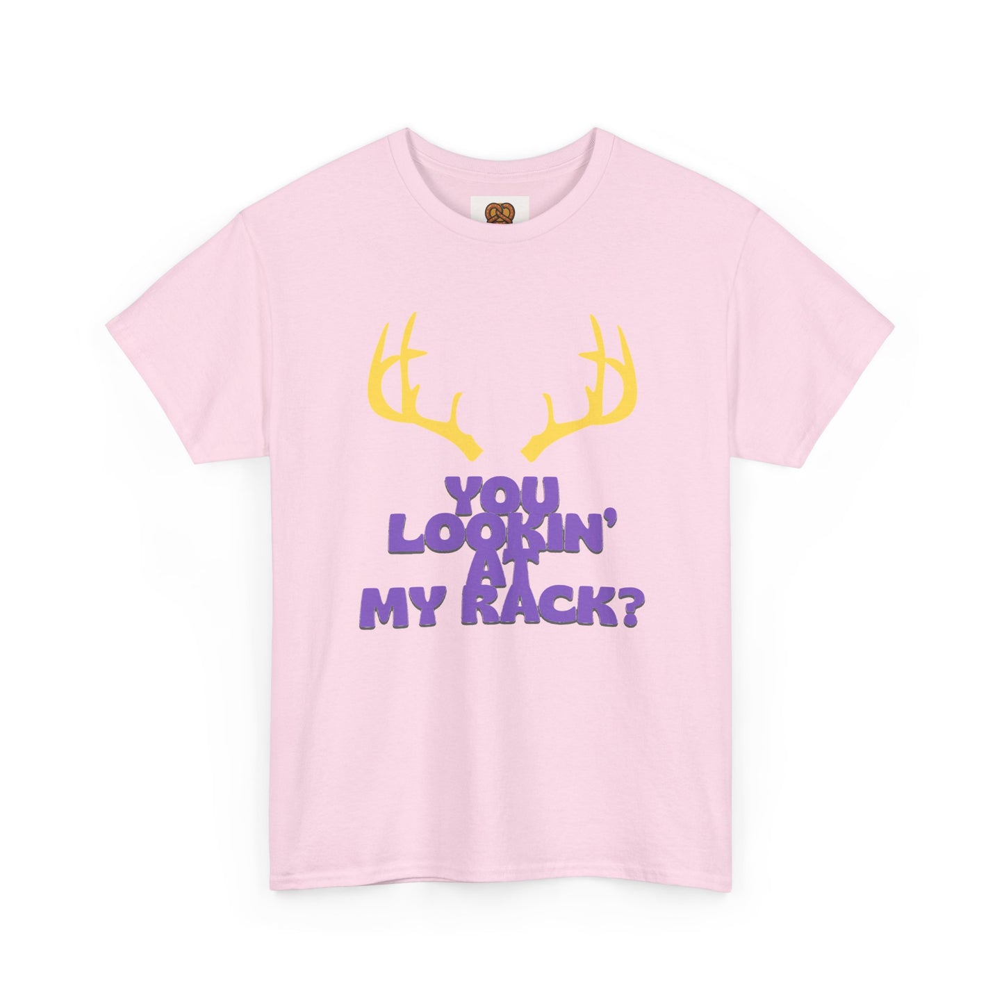 Funny Antler T-Shirt — "You Lookin' at My Rack?" Hunting Humor Tee