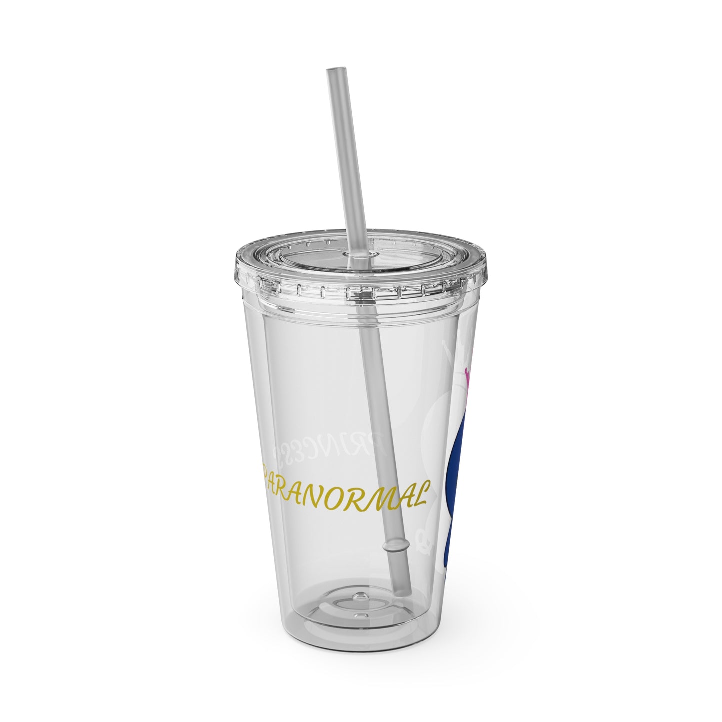 16oz Acrylic Tumbler with Straw — Cute Purple Blue Character 'Paranormal' Drink Cup