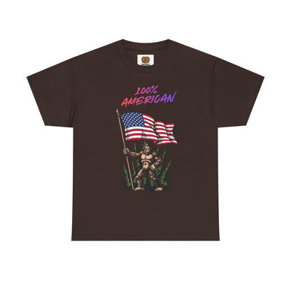 100% American T-Shirt — Retro Patriotic Flag Graphic Tee