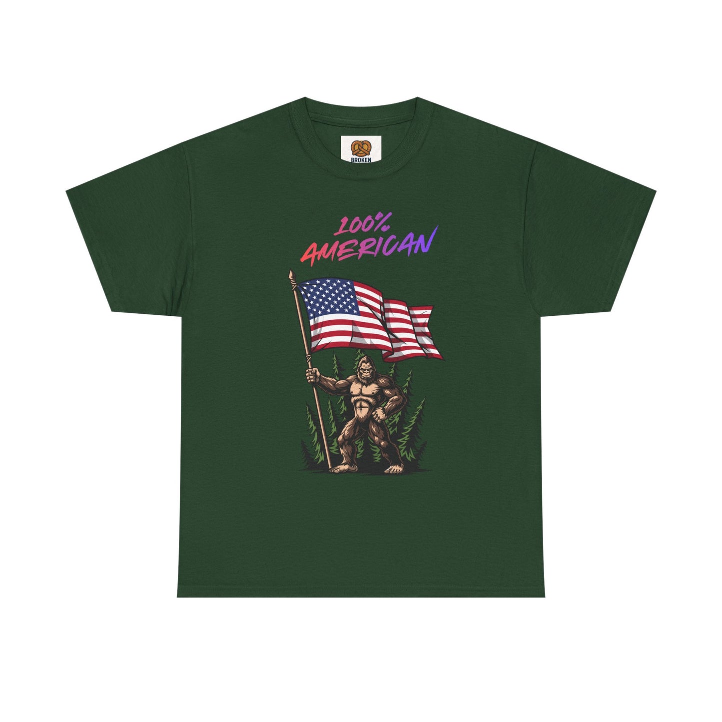 100% American T-Shirt — Retro Patriotic Flag Graphic Tee