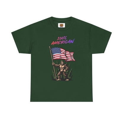 100% American T-Shirt — Retro Patriotic Flag Graphic Tee