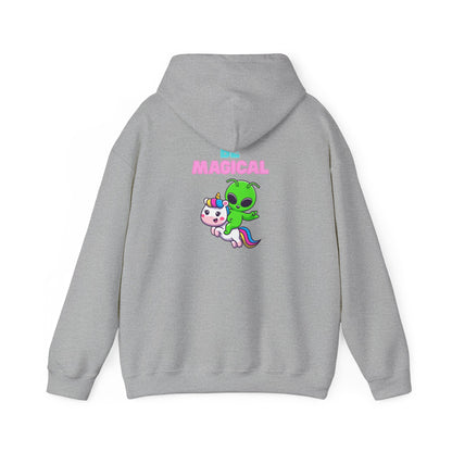 Magical Alien Riding Unicorn Hoodie — Cute Pastel Space Fantasy Sweatshirt